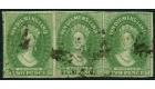 SG31. 1857 2d Green. Fine used strip of 3...