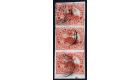 SG7. 1852 3d Scarlet-vermilion. Exceptional used strip of 3...