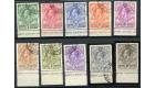 SG11-20. 1933 Set of 10. All very fine used imprint sheet margin