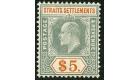 SG138. 1905 $5 Dull green and brown-orange. Superb fresh well ce
