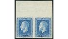 SG424a. 1922 5d Light blue. 'Imperforate Pair'. Brilliant fresh 