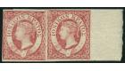 SG3a. 1859 (2d) Carmine. 'Major re-entry'. Superb sheet marginal