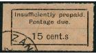 SG D8a. 1929 15c Black/orange. 'cent.s' for 'cents'. Superb fine