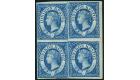 SG2a. 1859. (1d) Blue. 'Re-rentry'. Superb fresh mint in a block