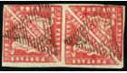 SG13a. 1861 1d Carmine. Magnificent used block of four...