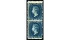 SG13. 1869 1/- Indigo. Superb fresh mint vertical pair...