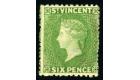 SG23. 1877 6d Pale green. Superb fresh mint with beautiful colou