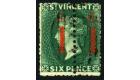 SG28a. 1880 1d on half 6d Deep blue-green. 'Unsevered Pair'. Sup
