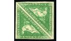 SG21. 1863 1/- Bright emerald-green. Superb fresh mint pair...