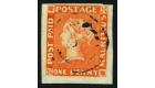 SG6. 1853 1d Vermilion. Early Impression. Superb used with beaut