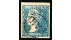 SG44 Variety. 1859 2d Pale blue. Superb fine used showing portio