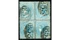 SG47. 1860 2d Blue. Superb fine used block of 4...