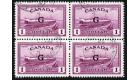 SG O189. 1950 $1 Purple. Superb perfectly centred used block of