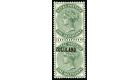 SG12d. 1888 1/2d Dull green 'Overprint Omitted' (in vertical pai