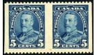 SG345a. 1935 5c Blue 'Imperforate Between, Horizontal Pair'. U/M