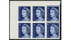 SG386cb. 1967 5c Deep blue. 'Imperforate Horizontal Strip of 3'.