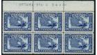 SG270. 1927 12c Blue. Choice U/M sheet marginal plate block of 6