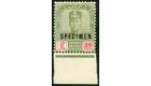 SG127s. 1922 $100 Green and scarlet. 'SPECIMEN'. Very fine sheet