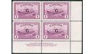 SG O189. 1950 $1 Purple. Choice brilliant fresh U/M corner block