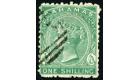 SG38. 1865 1/- Blue-green. Superb fine used with excellent colou