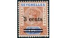 SG38d. 1901 3c on 16c Chestnut and ultramarine. Malformed 'S'. B
