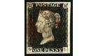 1840. 1d Intense black. Plate 1b. Lettered G-L (re-entry). Super