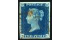 1840. 2d. Deep blue. Plate 2. Lettered N-C. 'RED M.X.' Superb fi