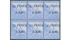 SG4. 1899 '2 1/2 PENCE' on 2 1/2d Blue. Wonderful mint block of