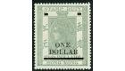 SG F11a. 1897 $1 on $2 Olive-green. 'Both Chinese handstamps Omi