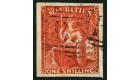 SG34. 1859 1/- Vermilion. Superb used with huge margins..