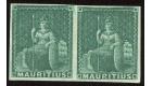 SG27. 1858 (4d) Deep green. Superb fresh mint pair...