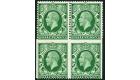 SG439b. 1934 1/2d Green. 'Imperf. three sides'. U/M mint block..