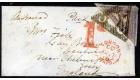 SG7b. 1858 1d Deep rose-lilac on clean, neat mourning cover to E