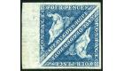 SG19a. 1864 4d Blue. Superb sheet marginal mint pair...