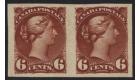 SG107b. 1891 6c Deep chestnut. 'Impeforate' Horizontal pair...