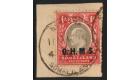 SG O11a. 1904 1a Grey-black and carmine. No stop after 'M'...