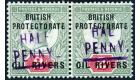 SG9 Variety. 1893 1/2d on 2d Grey-green and carmine. 'F' in 'HAL
