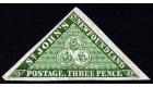 SG3. 1857 3d Yellowish green. Brilliant fresh mint...