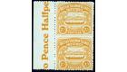 SG4a. 1907 2 1/2d Orange-yellow. 'Vertical Pair, Imperforate Bet