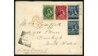 SG65. 1894 '1/2d' on 2 1/2d Blue. Pair on cover to Wales...