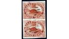 SG18. 1857 3d Red. Superb fine used vertical pair...