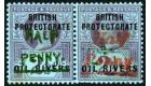 SG25 and 33. 1893 1/2d on 2 1/2d Purple/blue. Brilliant fresh mi