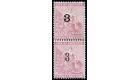 SG37b. 1880 '3' on 3d Pale dull rose. "Se-tenent pair'. Very f