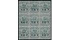 SG M33. 1915 3p Grey. Brilliant fresh U/M mint block of 9...