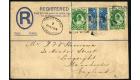 SG57. 1894 '1/2' on half of 1d Blue. Pair on cover to England...