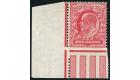 SG219 Variety. 1902 1d Scarlet. ' Imperf. margin at bottom'. Sup