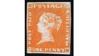 SG7. 1853 1d Orange-vermilion. Early Impression. Superb fresh un