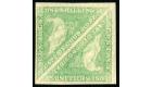 SG21a. 1863 1/- Pale emerald-green. Superb fresh mint pair...
