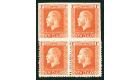 SG430cba. 1915 1/- Vermilion. 'Imperforate (top stamp of a verti
