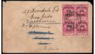 SG3. 1900 3d on 1d Carmine. Block of 4 on 'First Day Envelope'..